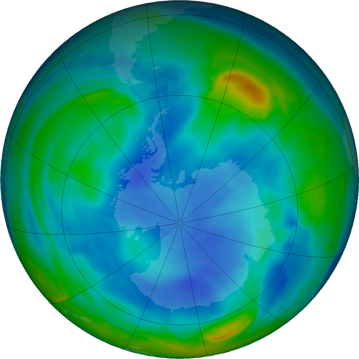 Antarctic ozone map for 14 June 2023